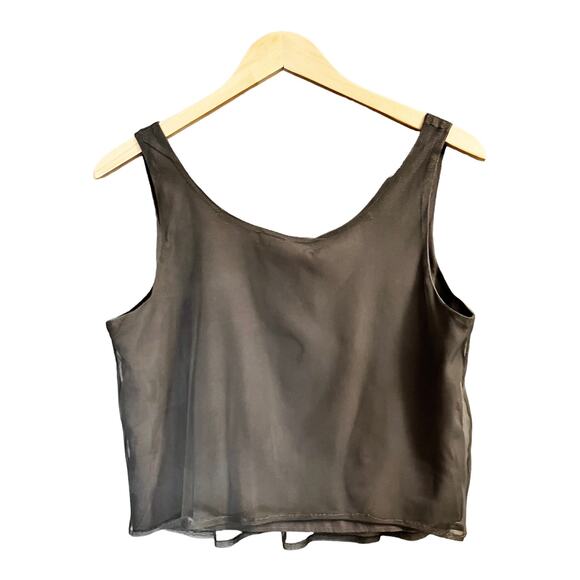 WALTER BAKER Elise Crop Top Embellished Beaded Mesh Scoop Neck Sequin Gray NWT - Picture 7 of 8